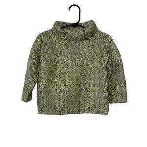 Marks & Spencer Green Knit Roll-Neck Sweater Kids 2-3Y Acrylic/Wool Blend